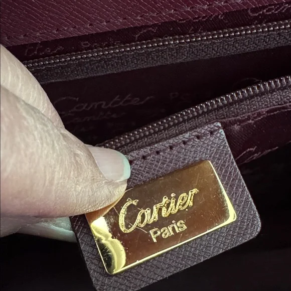 Authentic Vintage Cartier Must de Cartier Burgundy Leather Shoulder Bag